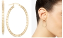 Italian Gold Oval Textured Hoop Earrings in 14k Gold